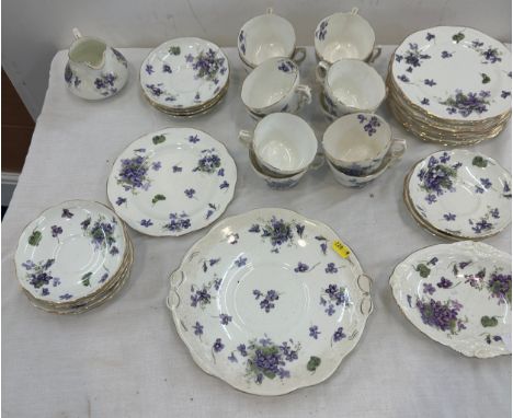Vintage Hammersley bone china part tea service pattern Violets 
