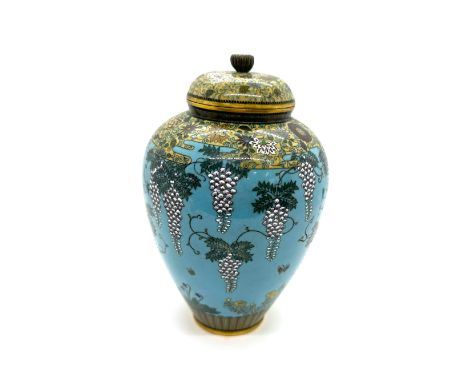 Fine Japanese Cloisonné enamel ginger jar, Meiji period, height 17cm excellent condition 