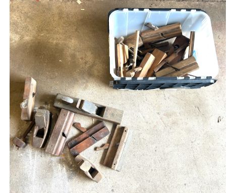 Large selection of vintage wooden moulding planes 