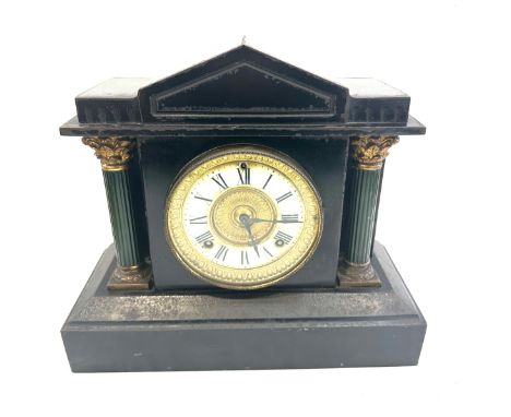 Ansonia USA clock and co New York 2 Keyhole slate / marble mantel clock, with pendulum, no key, untested, approximate measure