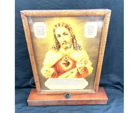 Vintage religious light up picture measures approximately 20 inches tall 18 inches wide 