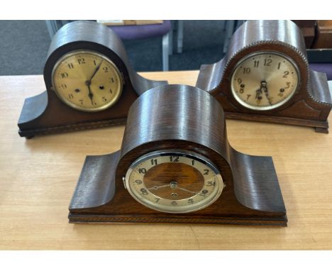 Three vintage mantel clocks 1, 2 and 3 key hole all untested 
