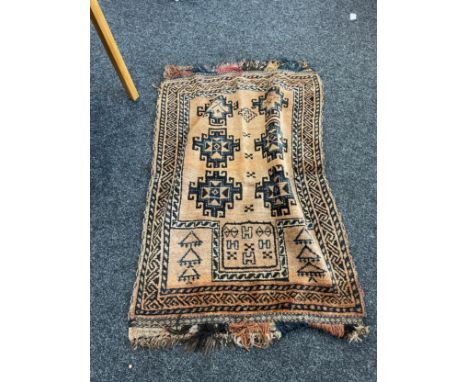 Vintage lounge rug measures approximately 57 inches long 35.5 inches wide 