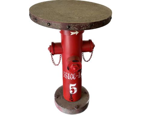 Novelty fire hydrant lamp table, overall height 31 inches, Diameter of top 20 inches 