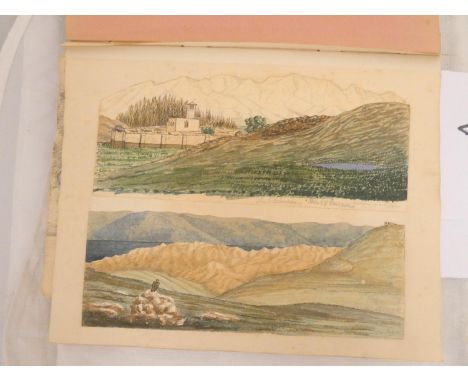 Etchings &amp; Drawings.&nbsp;&nbsp;A worn quarto album containing pasted-in etchings, also 7 drawings of Eastern antiquities