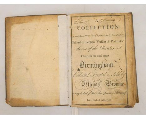 BROOME MICHAEL.&nbsp;&nbsp;A Collection of Twenty Eight Psalm Tunes ... for the Use of the Churches &amp; Chapels in &amp; ne