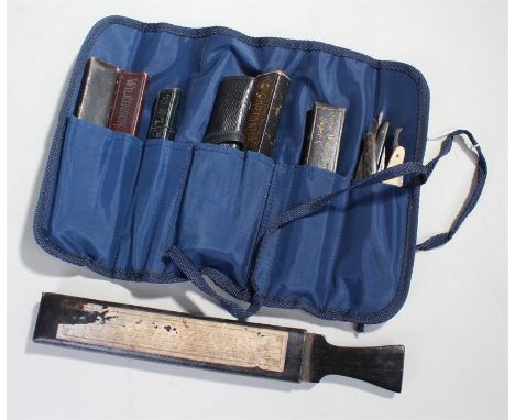 Collection of cut throat razors, to include Wilkinson Kropp, John Watts, etc, together with a razor stoop, (qty)