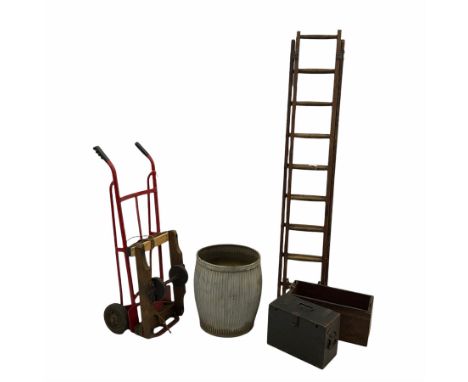 Dolly tub, vintage ladders, sack barrow, vintage boxes and piano trolley  - THIS LOT IS TO BE COLLECTED BY APPOINTMENT FROM D