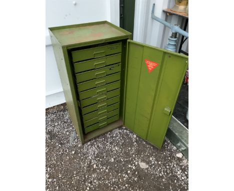 Vintage metal tool cabinet, fitted with internal drawers - THIS LOT IS TO BE COLLECTED BY APPOINTMENT FROM DUGGLEBY STORAGE, 