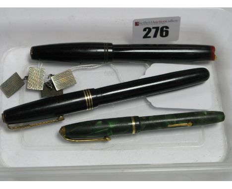 Waterman's 513 Pen, with 14ct nib; "Dinkie" 550 Conway Stewart pen; a pair of gent's engine turned cufflinks, etc.