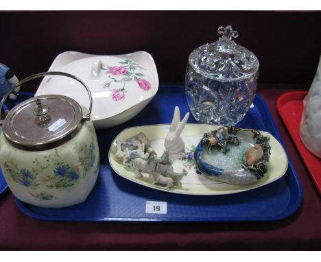 Wade Miniature Animal Band Figures, glass biscuit barrel, Midwinter tureen, etc.