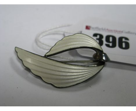 A.SCH Norway Sterling Enamel Brooch, of foliate design. 
