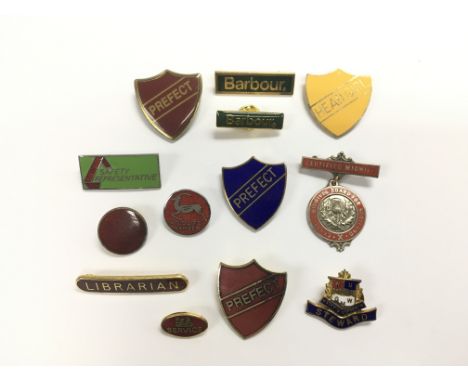 Thirteen enamel badges.