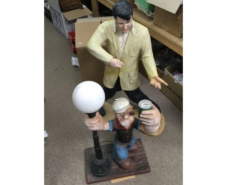 A resin figure lamp of Popeye the sailor man and Elvis (2)