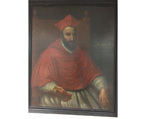 A framed oil painting on canvas depicting portrait of pope Federicvs 82 cm 96 cm .