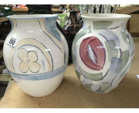 2 modern Poole studio pottery vases.