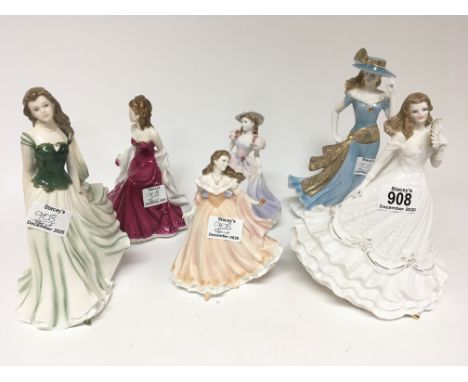 A collection of six Royal Worcester lady figures.