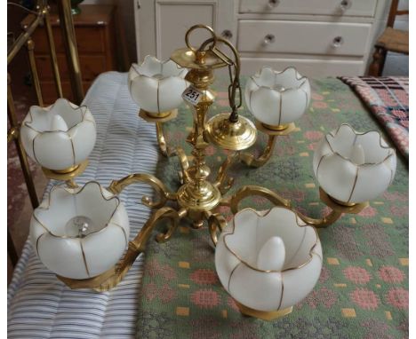 Brass and glass chandelier