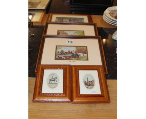 5 framed silks - Hunting theme, Lady Godiva etc