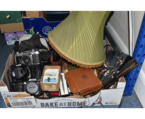 ONE BOX OF CAMERAS AND MISCELLANEOUS, included, Pentax X-5 digital camera, 16 mega pixels, 26x zoom, 3.0 inch tilting LCD, FH