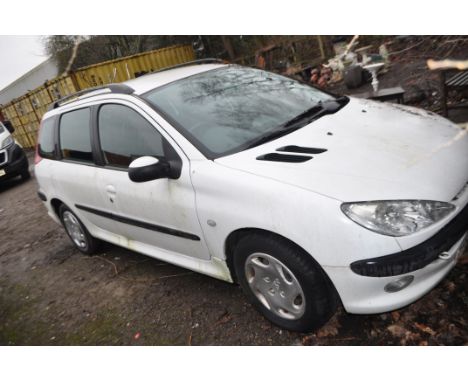 A 2003 PEUGEOT 206 SW FIVE DOOR ESTATE CAR (SPARES OR REPAIRS) in white with a 1997cc Diesel engine, 5 speed manual gearbox, 