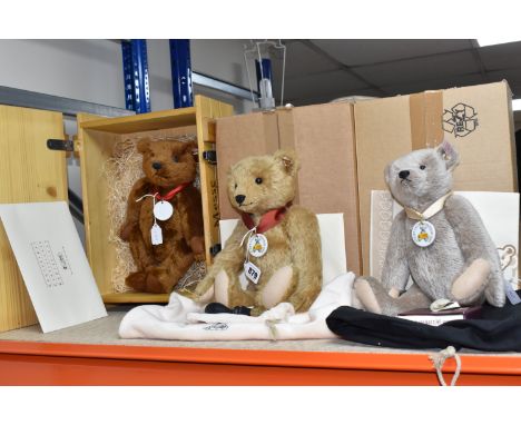 THREE BOXED STEIFF CLUB EDITION TEDDY BEARS, comprising 2003 'Teddy Bear (Bear 420351)' no 420351 in reddish brown mohair, we