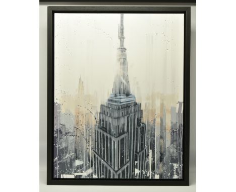 KRIS HARDY (BRITISH 1978) 'EMPIRE STATE AT SUNRISE', a contemporary view of the iconic New York building, signed bottom right