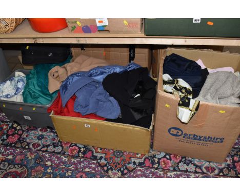 SIX BOXES AND LOOSE LADIES' CLOTHING, to include jackets, knitwear, tops and skirts, brands to include Gerry Weber, Daks, Osc