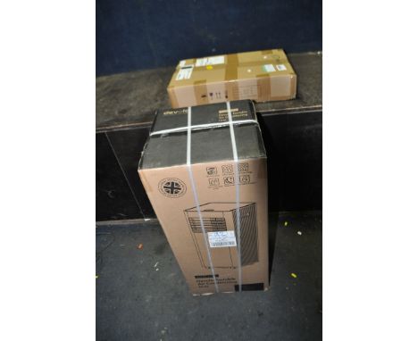 A BRAND NEW AND SEALED IN BOX DEVOLA MASTER RANGE PORTABLE AIR CONDITIONER, box states that window kit, remote, venting kit, 
