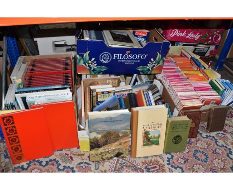 FIVE BOXES OF BOOKS AND MAPS, to include approximately one hundred and eighty Ordnance Survey maps of the U.K, books include 