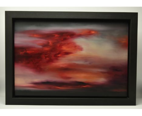 GRAHAM MILTON (BRITISH 1965) RED SKY AT NIGHT - WINTER LIGHT', a colourful sunset, initialled bottom right, titled verso, oil