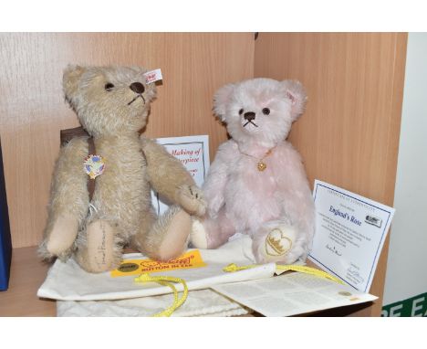 TWO STIEFF LIMITED EDITION BEARS comprising a limited edition Danbury Mint by Steiff 'England's Rose' bear inspired by Prince