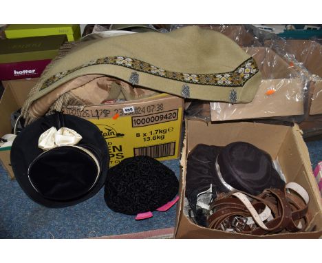 FOUR BOXES OF MISCELLANEOUS LADIES' ACCESSORIES, to include six pairs of Hotter ladies' footwear, over twenty five various st