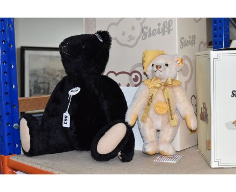 TWO BOXED STEIFF CLUB EDITION TEDDY BEARS, comprising 2008 'Mohair Teddy Bear' black, limited edition no. 02451, wax nose wit