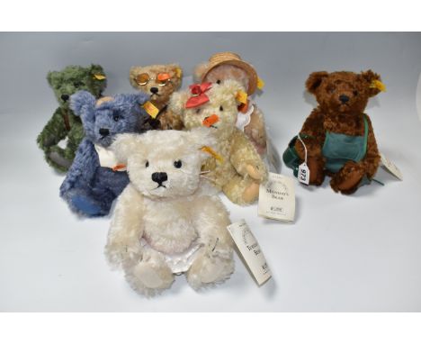 STEIFF FOR DANBURY MINT TEDDY BEARS, comprising seven 'Bears of the week' series bears, Monday is missing a mirror and brush,