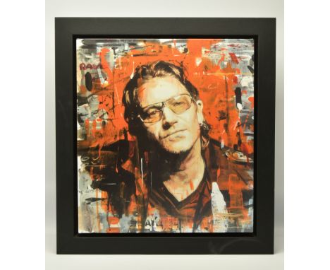 ZINSKY (BRITISH CONTEMPORARY) 'ROCK STAR - BONO', a signed limited edition print on canvas depicting a portrait of the U2 fro