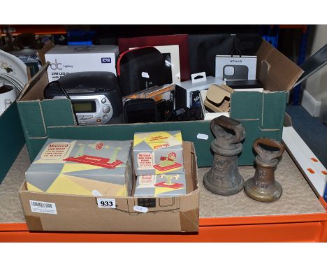 TWO BOXES AND LOOSE ELECTRICS AND SUNDRIES, to include four boxed Mamod models 'Model Power Hammer', Line Shaft, and two mini