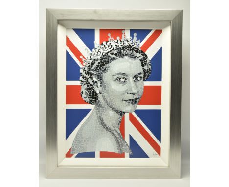 PAUL NORMANSELL (BRITISH 1978) 'HAPPY AND GLORIOUS' a limited edition print on board of the late Queen Elizabeth II, 118/195,