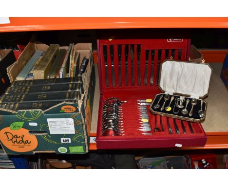 TWO BOXES AND LOOSE BOOKS AND MISCELLANEOUS, to include approximately twenty five books mostly hardback format, subjects incl