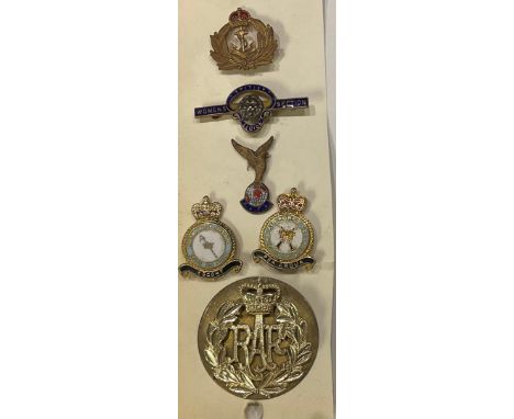 Military and other badges including RAF enamel badges; RAF cap badge; naval badge; Womens Section British Legion; etc (6) 