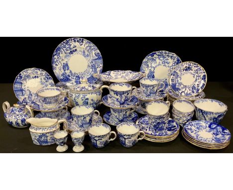 A Royal Crown Derby Mikado pattern teapot, sucrier and cover, milk jug, assorted tea and coffee cups and saucers, tea and sid