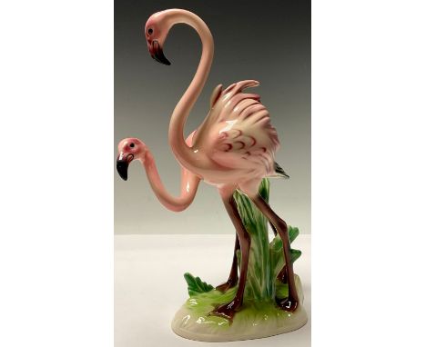 A Goebel model, of two flamingos, 33.5cm high, printed marks, model no.38 688 34 