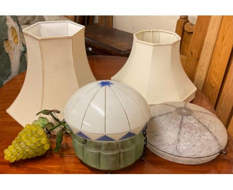 A   1930’s marbled ceiling dome;  others;  light shades;  grape ceiling light 