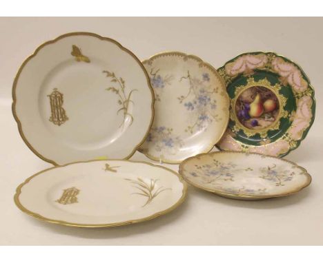 Royal Worcester Sebright plate, also a pair of Paris plates and a Limoges pair of plates. Condition report: see terms and con