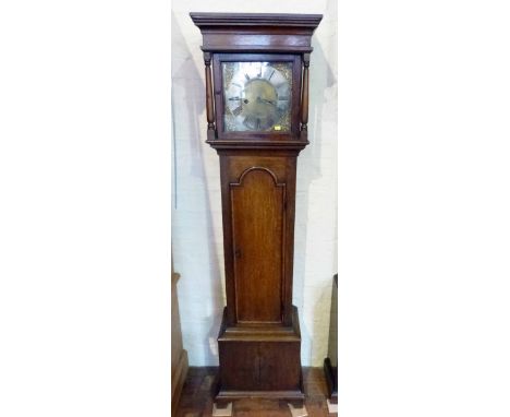 Oak brass faced 8-day longcase clock. Condition report: see terms and conditions