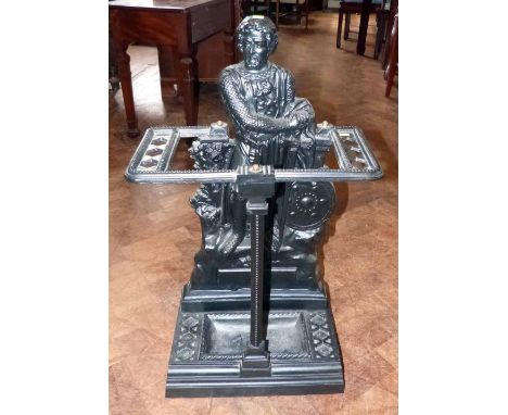 Coalbrookdale style stick stand on base. Condition report: see terms and conditions