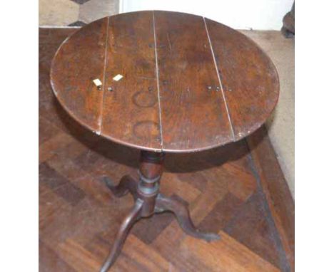 George III oak tripod table. Condition report: see terms and conditions