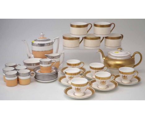 Minton Atlantis teapot, six crested coffee cups and saucers, and five teacups, also a Minton Art Deco platinum lustre coffee 