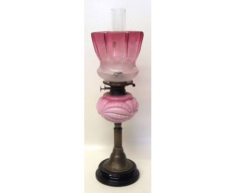 Oil lamp Cranberry. Condition report: see terms and conditions