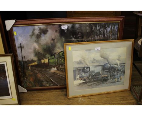 After Terence Cuneo 'Cathedral Express'  Lithograph, 50cm x 75cm, and three other prints after Terence Cuneo of steam engines